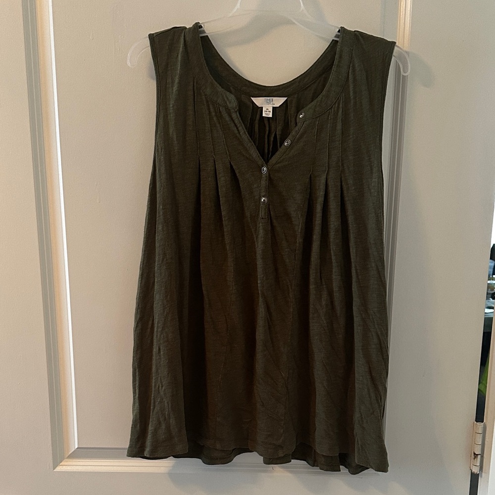 Time & Tru Sleeveless Top - Olive Green